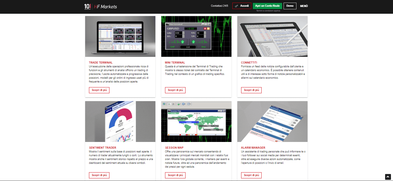 Strumenti per trader professionisti di HF Markets